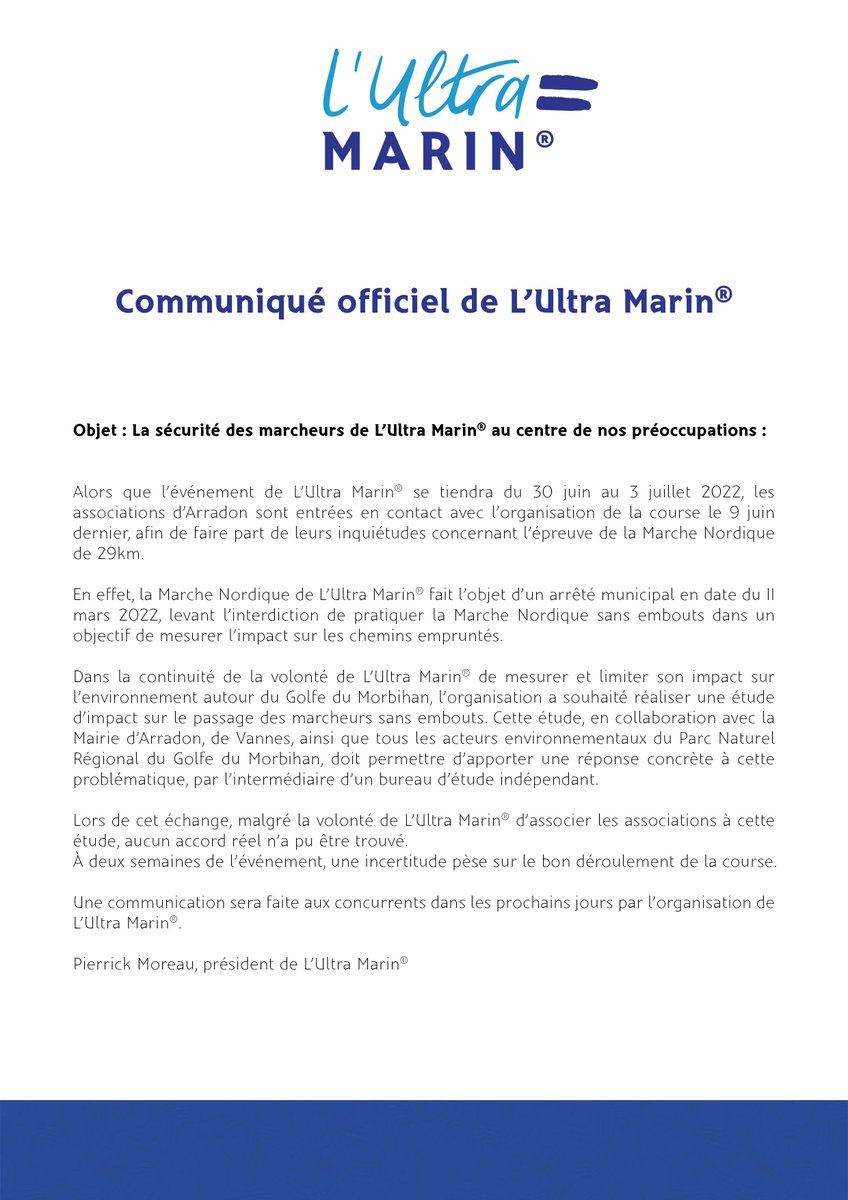 [COMMUNIQUÉ OFFICIEL DE L'ULTRA MARIN®]