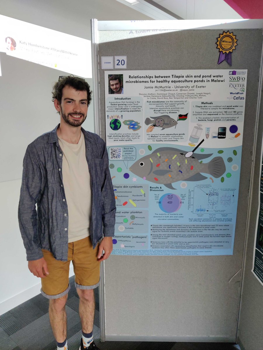 Jamie McMurtrie (@aqua_jamie) on Twitter photo Thrilled to win best STEM poster at the <a href="/ExeterDoctoral/">University of Exeter Doctoral College</a> Postgraduate Research Showcase 🏅 It communicates📢 our latest published work📰 on fish microbiomes🐟🦠 to a public audience. sciencedirect.com/science/articl… Thrilled to win best STEM poster at the <a href="/ExeterDoctoral/">University of Exeter Doctoral College</a> Postgraduate Research Showcase 🏅 It communicates📢 our latest published work📰 on fish microbiomes🐟🦠 to a public audience. sciencedirect.com/science/articl…