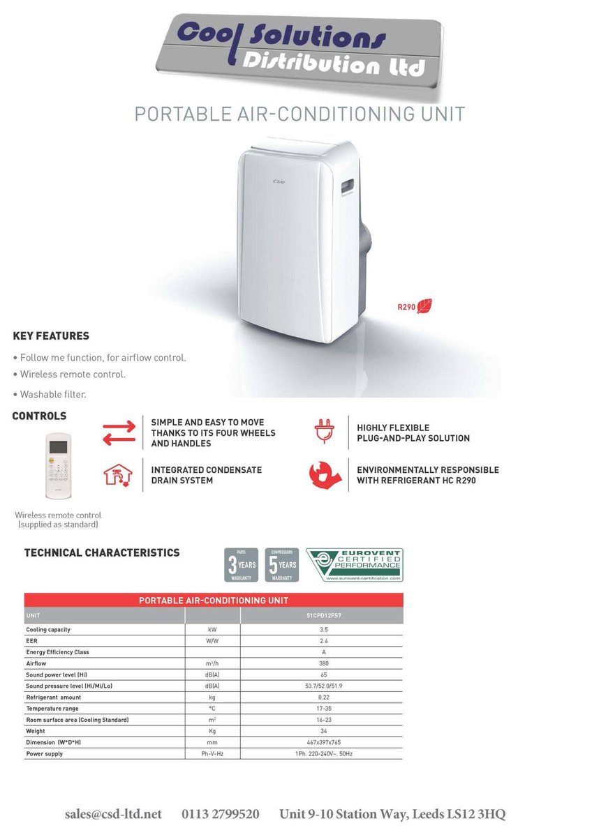 Is the heat getting to you? Hot and uncomfortable? Working in a stuffy office? Finding it hard to sleep at night?
Make things more comfortable with a portable air conditioning unit - literally plug it in, sit back and enjoy!
Get in touch today 
sales@csd-ltd.net 
0113 2799520.