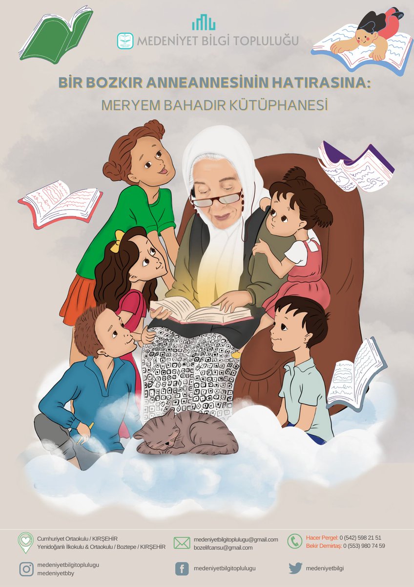 Sevgili kitap dostları,
Topluluğumuz eski başkanlarından Elif Cansu Boz’un yakın bir zaman önce vefat eden anneannesinin hatırasına doğduğu topraklarda kütüphane kurma projesi başlatmış bulunuyoruz. Projemiz için yardımlarınızı bekliyor, Meryem Bahadır’a baş sağlığı diliyoruz.