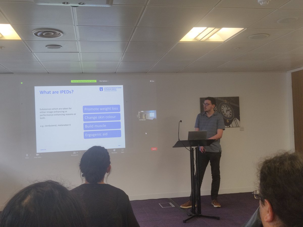 Super proud supervisor day watching <a href="/RLHarries/">Richard Harries</a> present <a href="/ToxicologyLtg/">LTG-Toxicology</a>. Well done Richard - smashed it as expected! <a href="/lrcfs/">Leverhulme Research Centre for Forensic Science</a> #steroidabuse #phdresearch