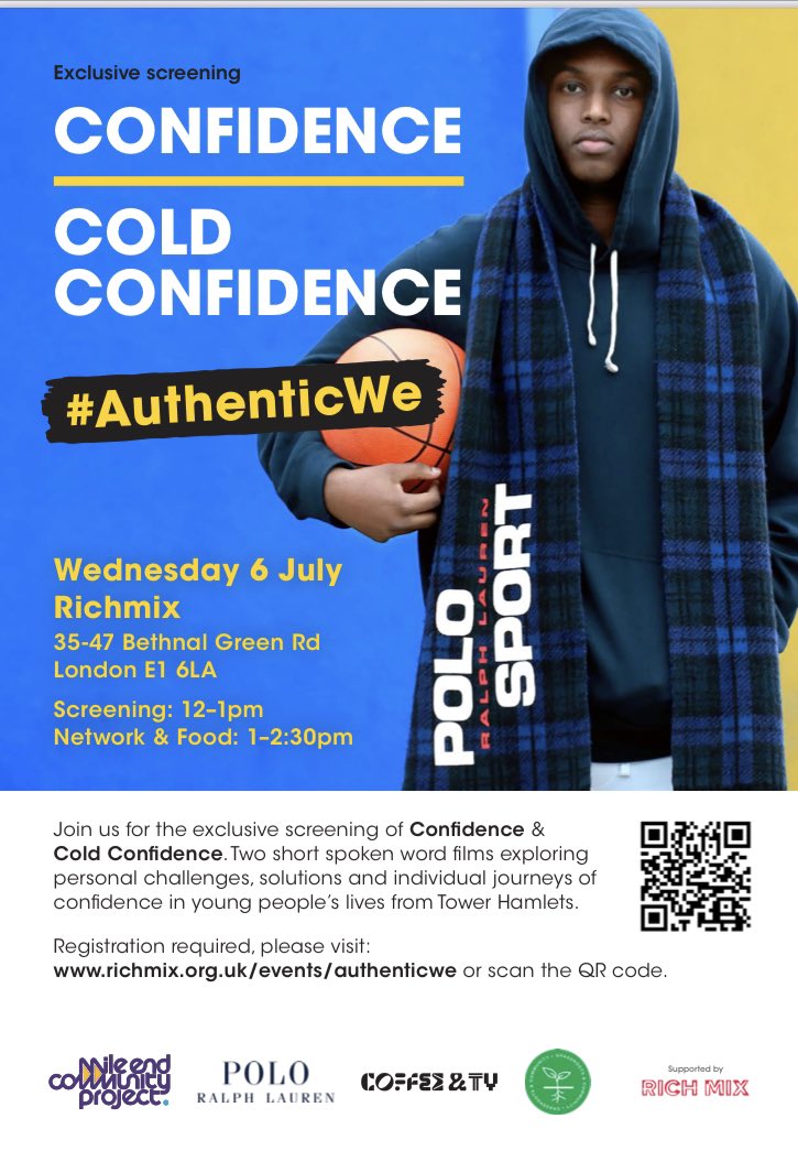 MCP_95's tweet photo. 📣Exclusive screening 

Join us for the screening of two short spoken word films exploring personal challenges, solutions, and individual journeys of confidence in young people’s lives from Tower Hamlets.
#AuthenticWe

Registration👇🏾
https://t.co/MqrqDFrkOR

👊🏽❤️ To all involved https://t.co/MksqX0JB74