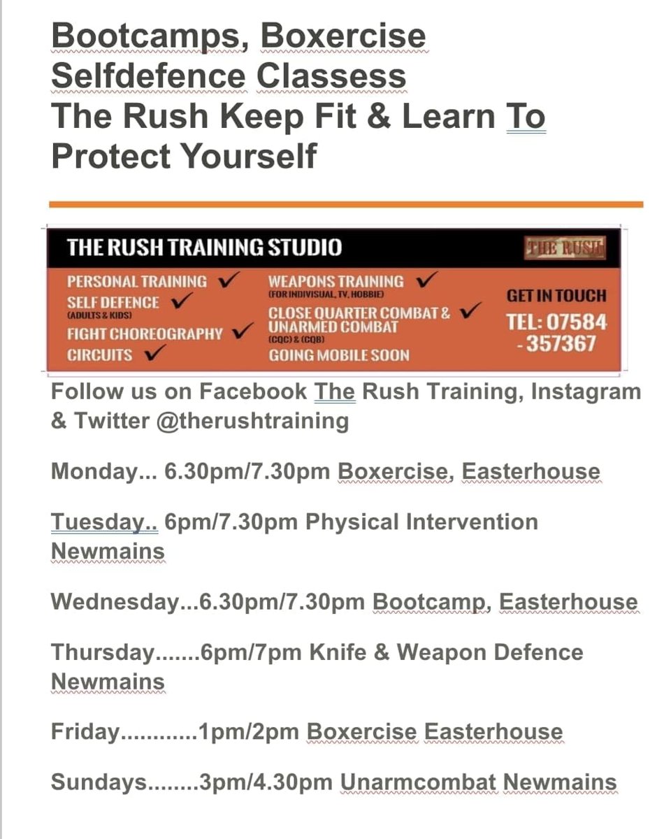 therushtraining's tweet photo. #UnarmedCombat  #WeaponDefence &amp; #Selfdefence. 
#Boxercise classes keep you on yer toes. 
Clients, friends &amp; work colleagues if interested on coming along to classes below, or want us to travel for group training freshen up on some skills &amp; Keep Fit https://t.co/aTLbQyvkc9