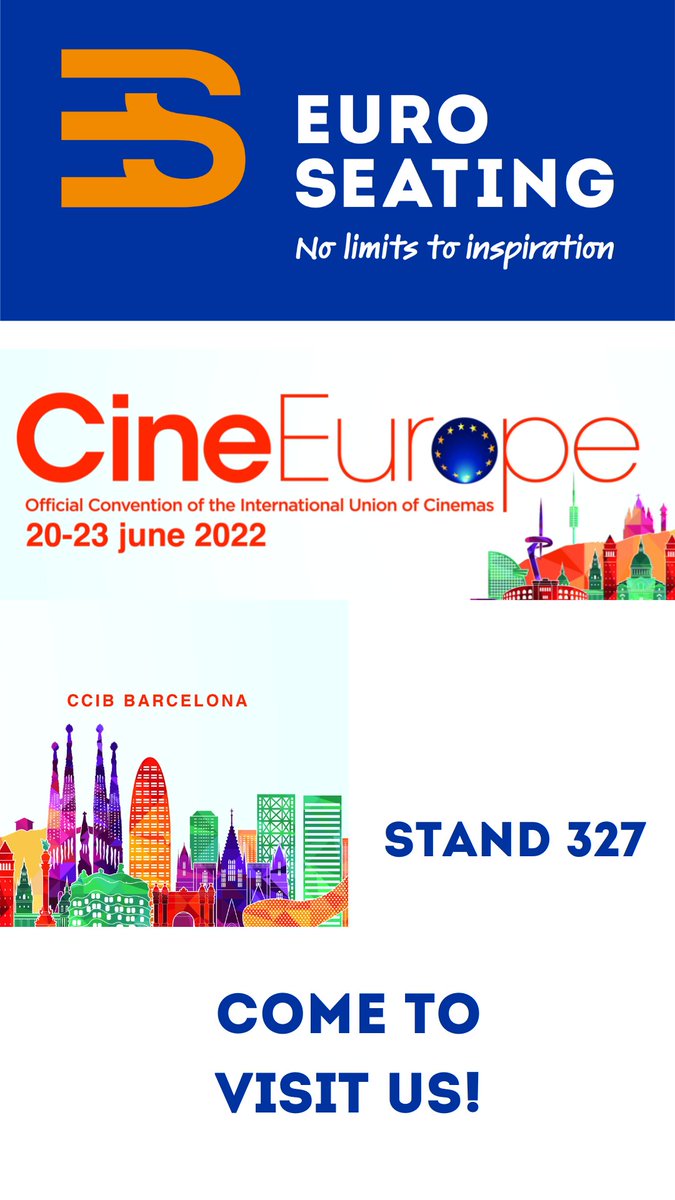 EuroSeating_Int's tweet photo. 📍 Next week we will be at CineEurope from 20-23 (CCIB Barcelona) introducing our new cinema seats. Stand 327. See you there!
@Cineeurope
#euroseating #nolimitstoinspiration #cineeuropebcn https://t.co/nTg3KssYqb