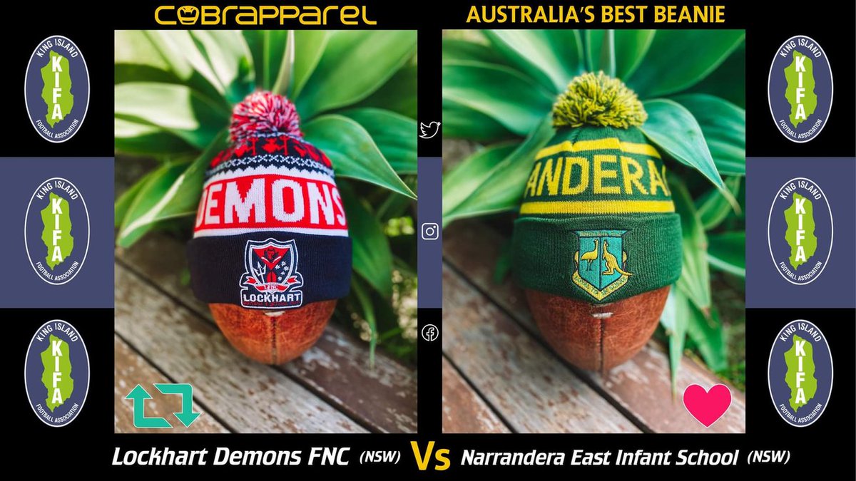 PRELIM FINAL 1 Retweet 🔁- @DemonsFnc 😈 (NSW) Like ♥️- Narrandera East Infant School 🚸 (NSW) POLLS CLOSE 8PM AEST 18/6/22 Sponsored by King Island Football Association Quote tweets not counted to the score. More comp info check on our Facebook and Instagram stories! #CABB