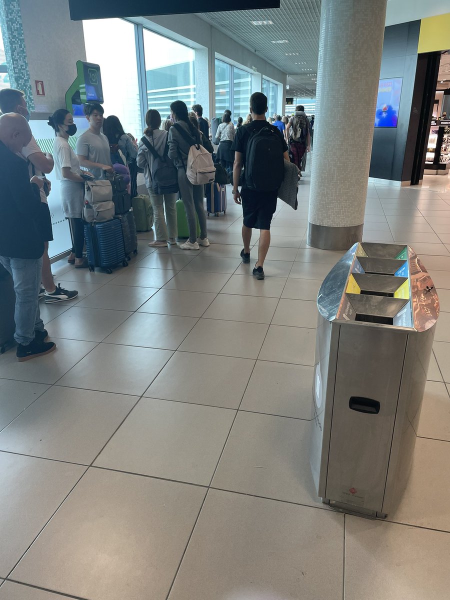 Kimbrown4judge's tweet photo. If you can’t seat or accommodate travelers at the gate area, you shouldn’t ask them to be 3 hours early.#AirCanada #Lisbonairport. This is not an employee shortage issue. https://t.co/ZCLeFhRX6r
