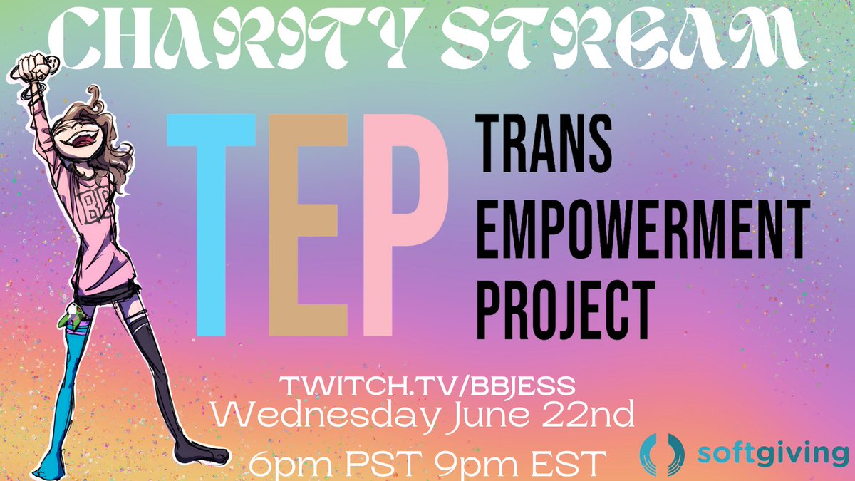 bbjess's tweet photo. Last charity stream we raised over $55,000 for @CARE Ukraine Crisis Fund

Wed June 22 at 6pm PST I'm hosting another party with HUGE giveaways, great music, and happy vibes for @trans_empowered 

Let's keep making the world a better place for everyone 🏳️‍⚧️
https://t.co/aVW3OzEDqN https://t.co/E7JOJaGr8I