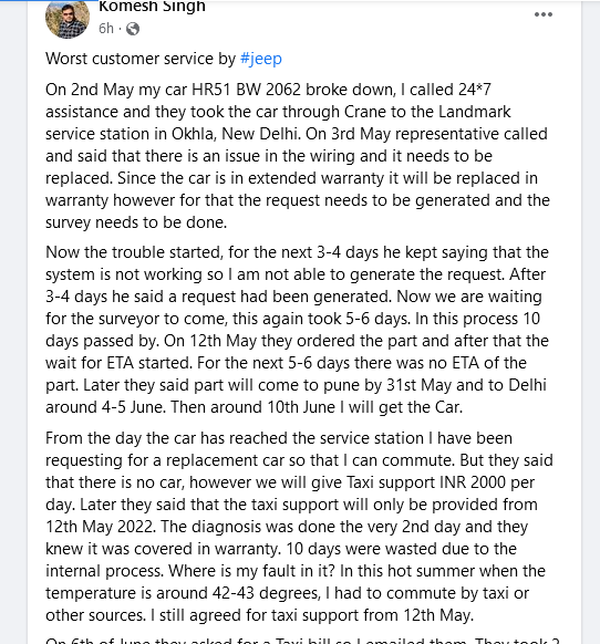 hukumnegi's tweet photo. @JeepIndia #Dontbuyjeep Please read the post before buy the #jeep car https://t.co/OqKQA359f1
