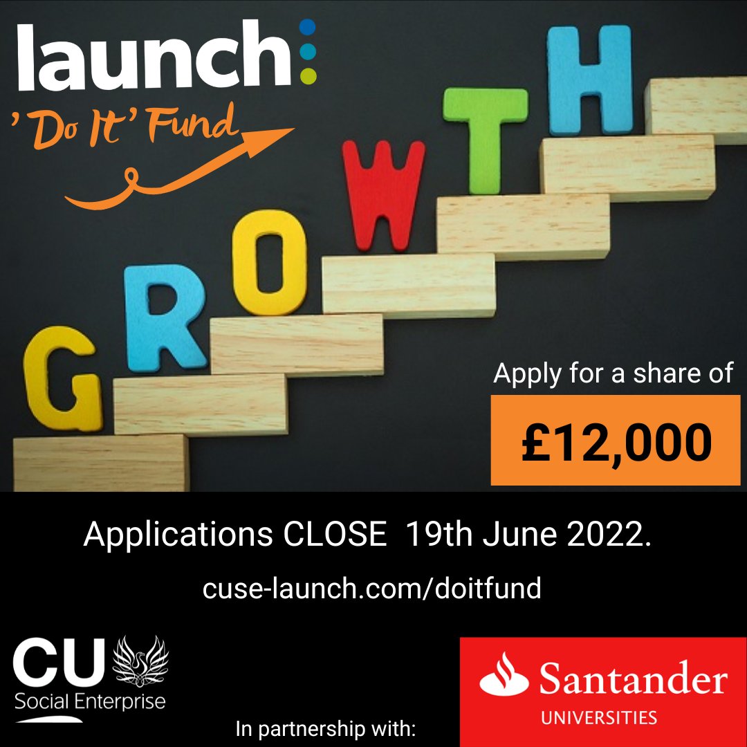 CUSELAUNCH's tweet photo. This is the last call to win a share of £12K start-up funding.
Apply NOW for Launch Do It Fund and take your business to the next level. #LaunchDoItFund https://t.co/mxLIcuOKsu
