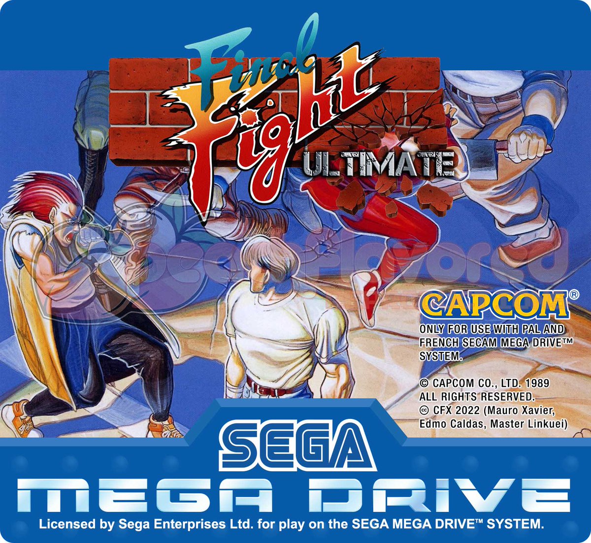 peachflavor3d's tweet photo. Four label stickers for #FinalFightUltimate. For the #MegaDrive version, two classic grid with different artwork and one using the blue variant. For the #SegaGenesis a regular red stripe without the red bottom since is has more "real estate" for the artwork. https://t.co/cJznSEQFwH