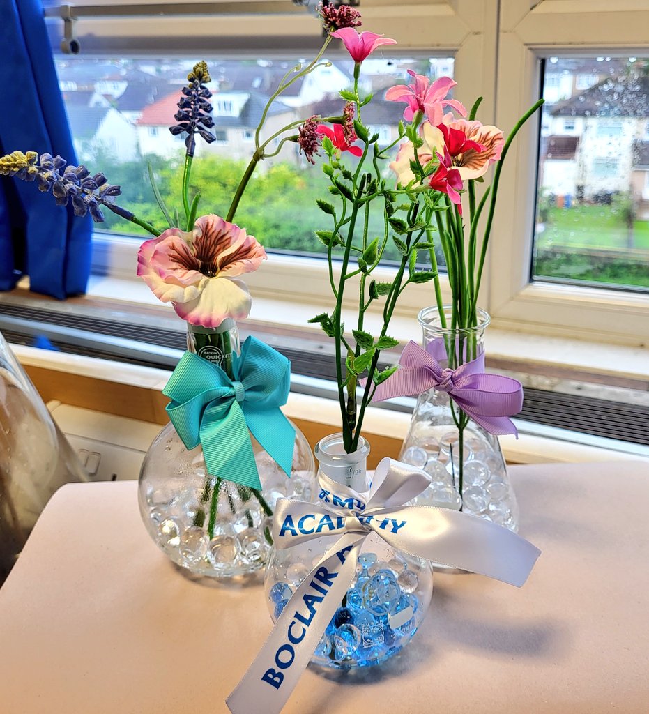 BoclairChemist1's tweet photo. We will be selling a range of vintage glassware tomorrow at the @BoclairAcademy Summer Fayre. Available with or without ribbons or hydrogel balls in a variety of colours. Larger vase style available too. Hope to see lots of you tomorrow! 🧪💙 https://t.co/F98k1UodPb