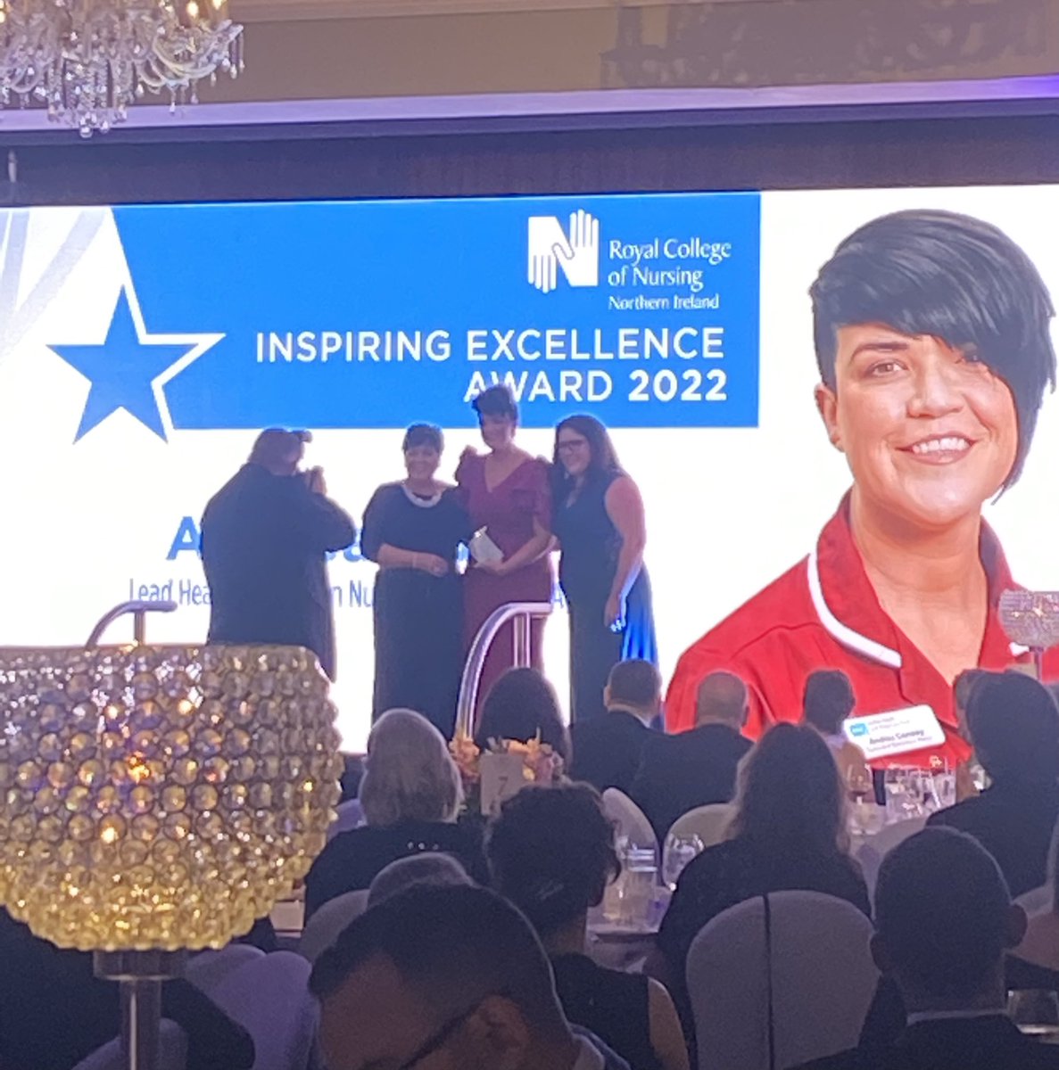 andypandy0023's tweet photo. Delighted to have represented learning disability services at the @RCN_NI nurse of the year awards 2022. A very special evening #RCNINoY22 #RCNNIAwards #inspiringexcellence @BelfastTrust  @clairemck_psych @SineadDickson2 https://t.co/T3qjxkVkDY