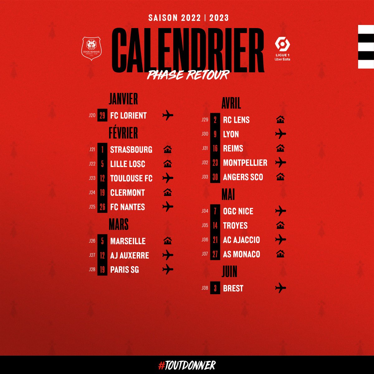 staderennais's tweet photo. [PROS]

🗓 Voici le programme de notre saison 22/23 de @Ligue1UberEats ! 🔥 https://t.co/XSHtgWkfUM