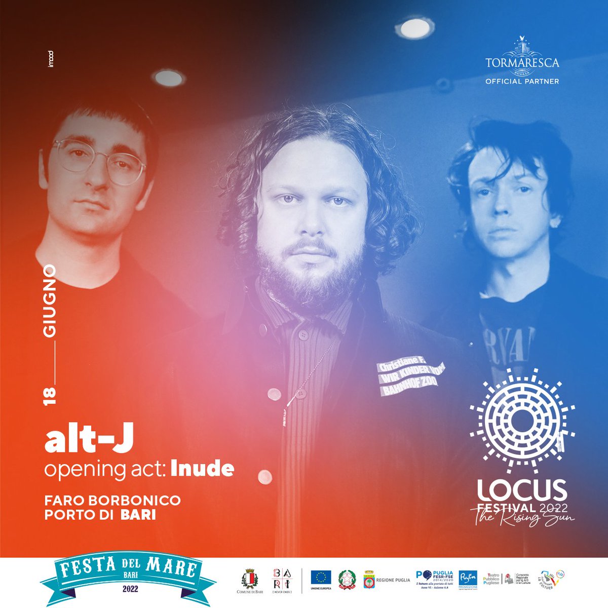 Pronti al primo grande evento del Locus 2022? ALT-J live al Porto di Bari sabato 18 giugno. Ecco tutte le informazioni utili per chi viene al concerto - mailchi.mp/bassculture/lo…