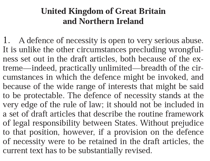 mwgehring's tweet photo. How times change #NIPB - thank you to those who highlighted the UK's reaction to inclusion of necessity in the ILC Articles: it 'stands at the very edge of the rule of law' - arguing it could be used to unilaterally rewrite a Treaty manifests their fear. https://t.co/7ztOmyzVUB https://t.co/SvVZA4uFGH