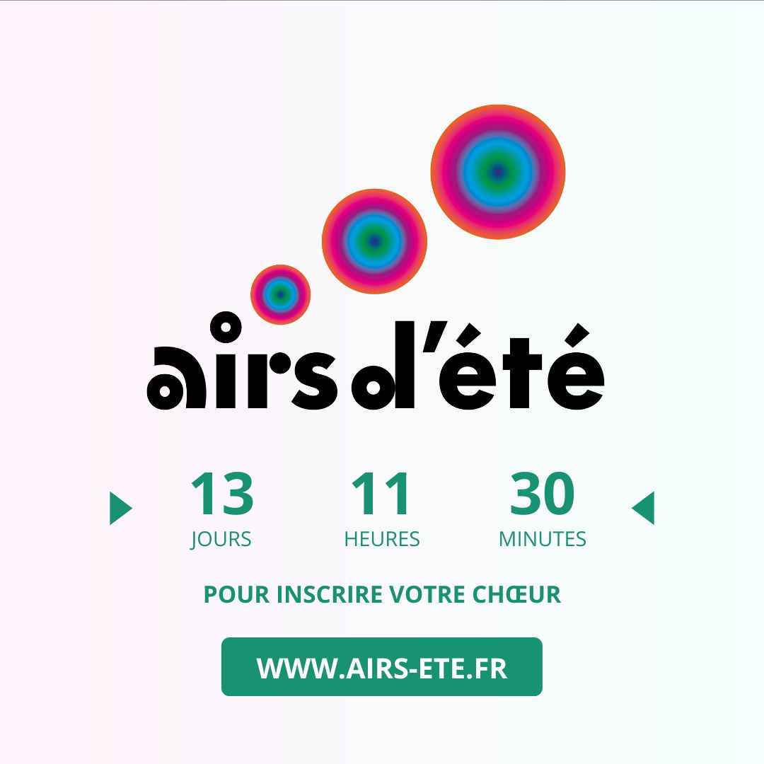 GrandMelange's tweet photo. Il vous reste 13 jours pour inscrire votre chœur à « Airs d’été – La fête estivale des chœurs amateurs », un événement porté par Le grand mélange en partenariat avec @francemusique ! Rendez-vous sur https://t.co/VR6pAErjH8 https://t.co/ePrnsRpBIh