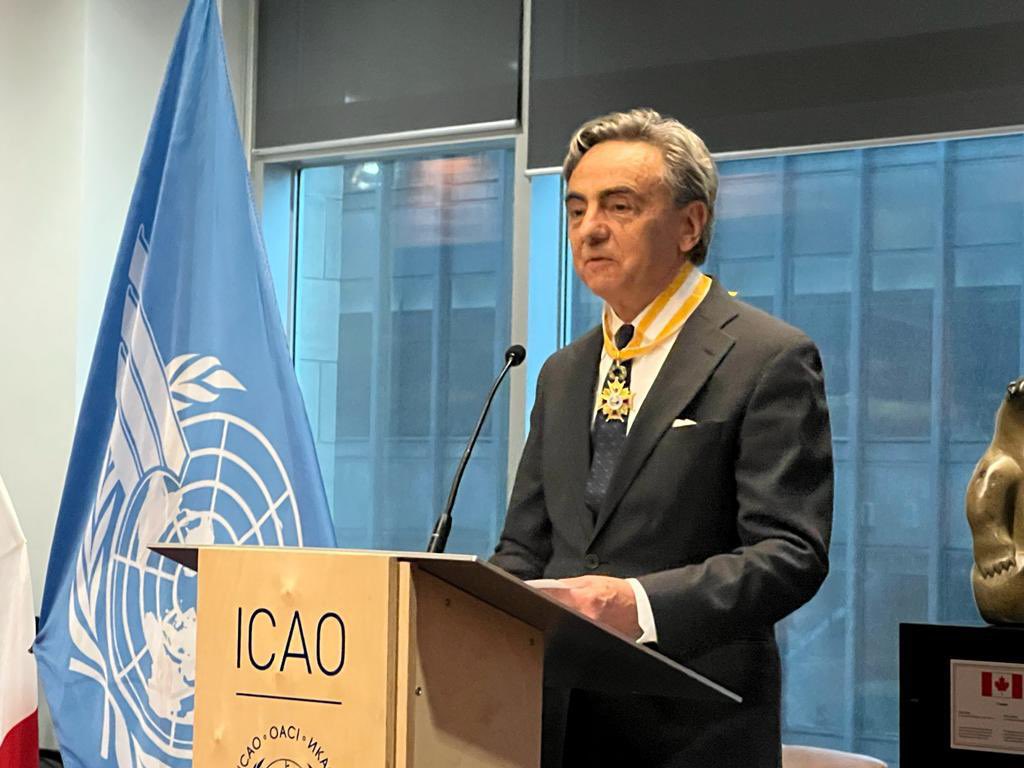 acvffi's tweet photo. We cordially congratulate Víctor M Aguado, Rpte. Spain Council @icao for the royal distinction granted by His Majesty the King @CasaReal and delivered yesterday at the ICAO in recognition of his valuable professional career at the international level representing Spain.🇪🇸 https://t.co/60UtJVaJ9L