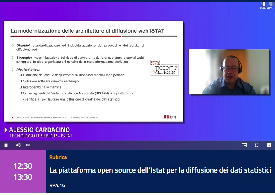 istat_it's tweet photo. #AlessioCardacino #Istat
"Lo sviluppo di un toolkit open source ha permesso di capitalizzare 20 anni di esperienza Istat. Evolvere il prototipo sviluppato in house ed integrato con tool di altri contesti. La nuova piattaforma di diffusione è #businessdriven"
#forumpa2022 https://t.co/kUmrIJb8R3