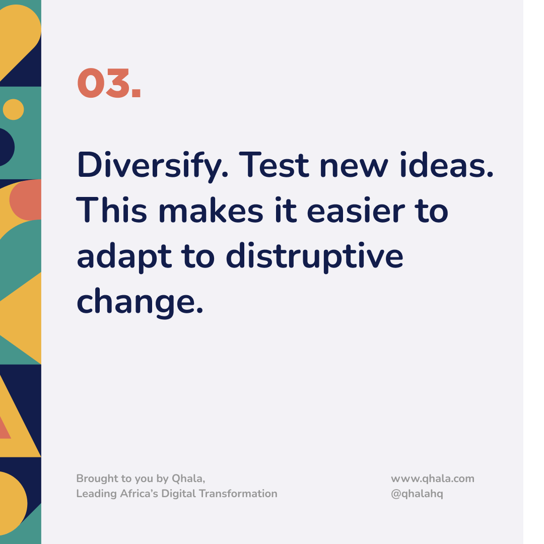 QhalaHQ's tweet photo. Disruptive change happens when some processes and concepts in an industry shift. It requires a strategic response to ensure long-term survival. Here are pointers on how to manage disruptive change.
#DistruptiveChange #TransformWithQhala #InnovateWithQhala #Innovation https://t.co/Smx1xkho7j