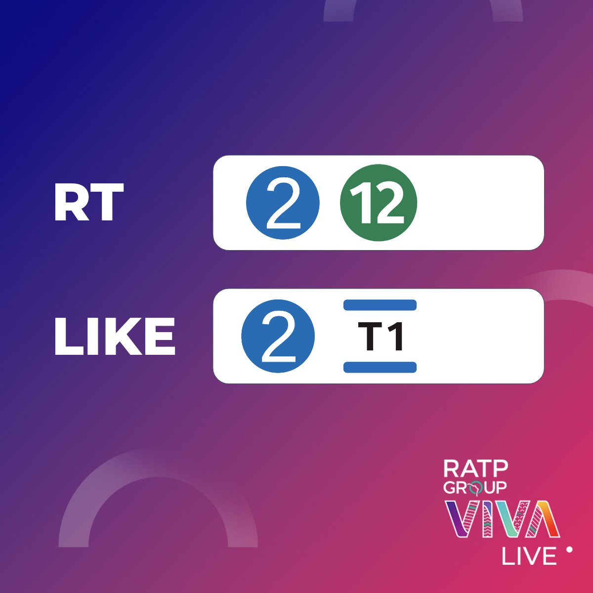[🚨 TRICHERIE INTERDITE 🚨]
#Vivatech c'est demain à Porte de Versailles ! ✨
Vous savez vous y rendre, pas vrai ?
Trouvez la bonne solution : 🔁 ou ❤️ ?

#RATPGroupVivaLive #RATPGroup #RATP