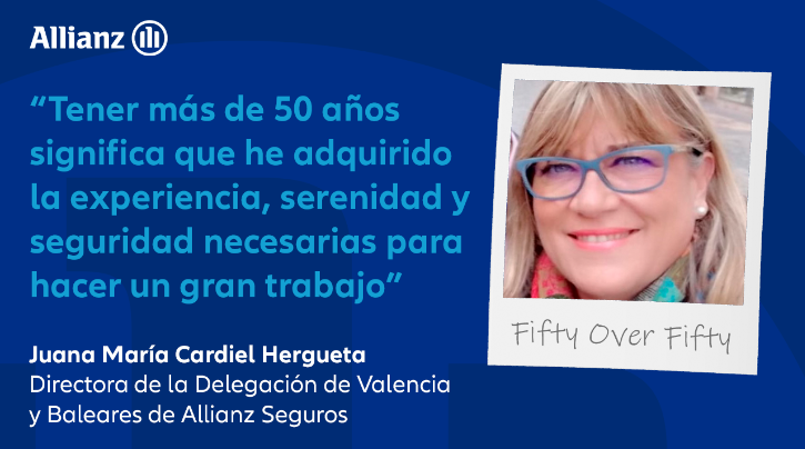 Allianz_es's tweet photo. Cuando Juana María Cardiel entró a trabajar en Allianz hace 30 años, no había ninguna mujer en el área comercial. Hoy es la Directora de la Delegación de Valencia y Baleares, y la empleada más nominada de España en #FiftyOverFifty, iniciativa que reconoce el #talento senior. https://t.co/DptvHqP4sZ