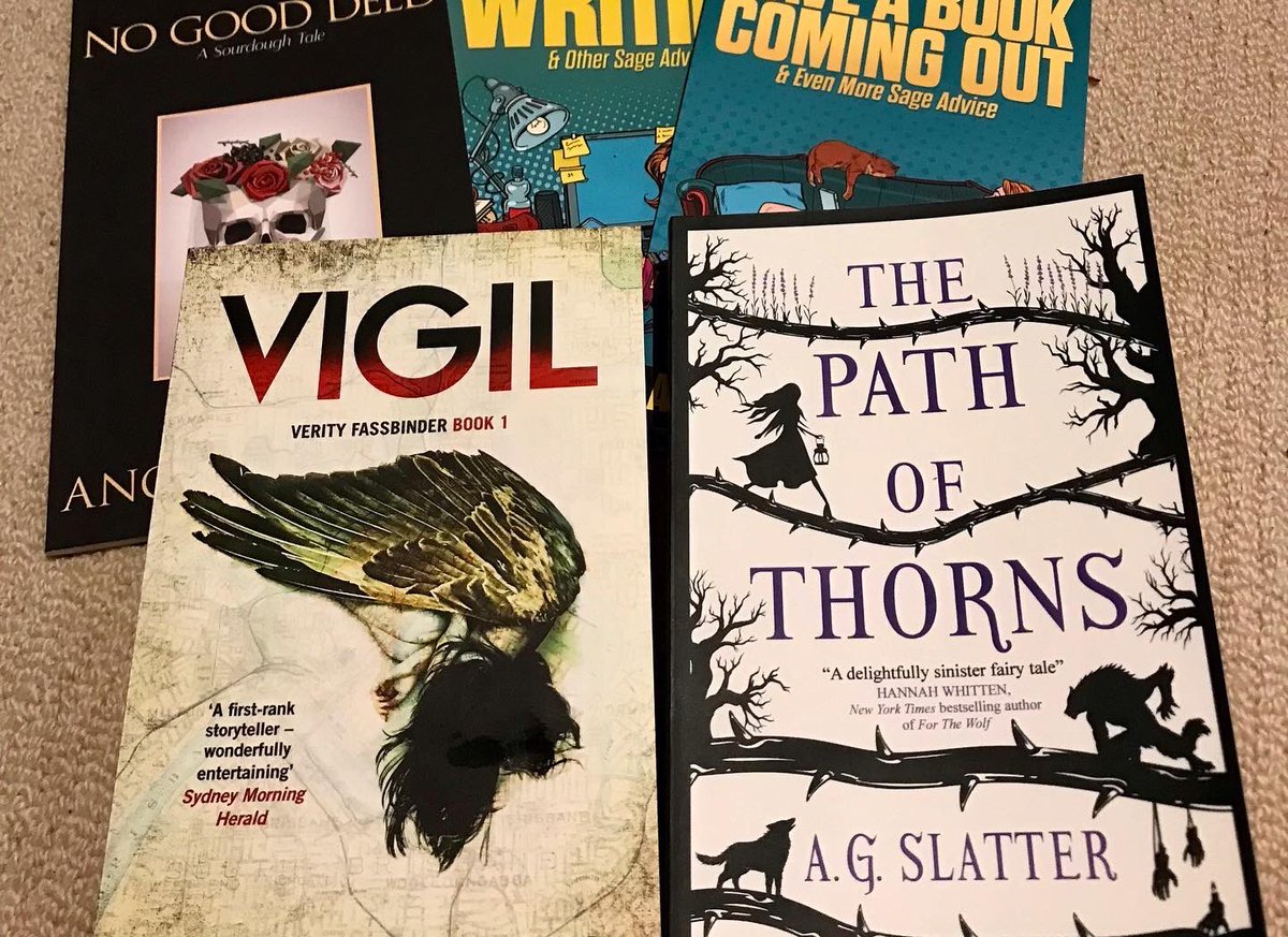 karenkhlee's tweet photo. The brilliant @AngelaSlatter and @tanaudel in conversation at the launch of #Pathofthorns. Thank you @pulpfictionbks for the stash. https://t.co/65TwAnRhfB
