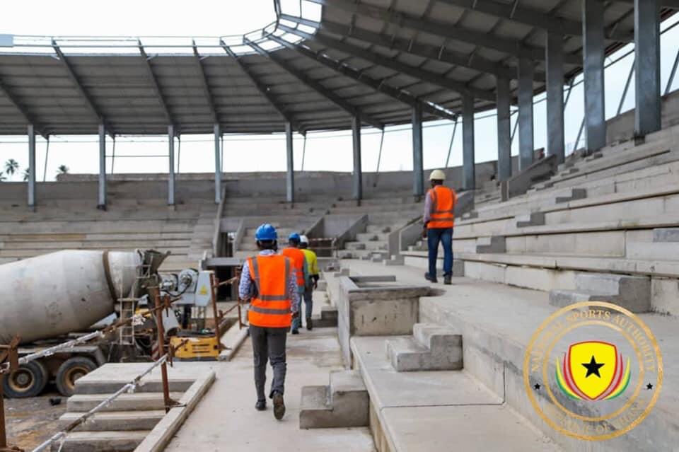 Gh_NSA's tweet photo. TARKWA, WR: Yesterday June 16, 2022, the Director-General of @Gh_NSA, Prof. @twumasipeter together with the technical team from NSA visited the Tarkwa T&amp;A Stadium constructed with the support of Gold Fields Ghana Foundation. https://t.co/odqScFEy4h