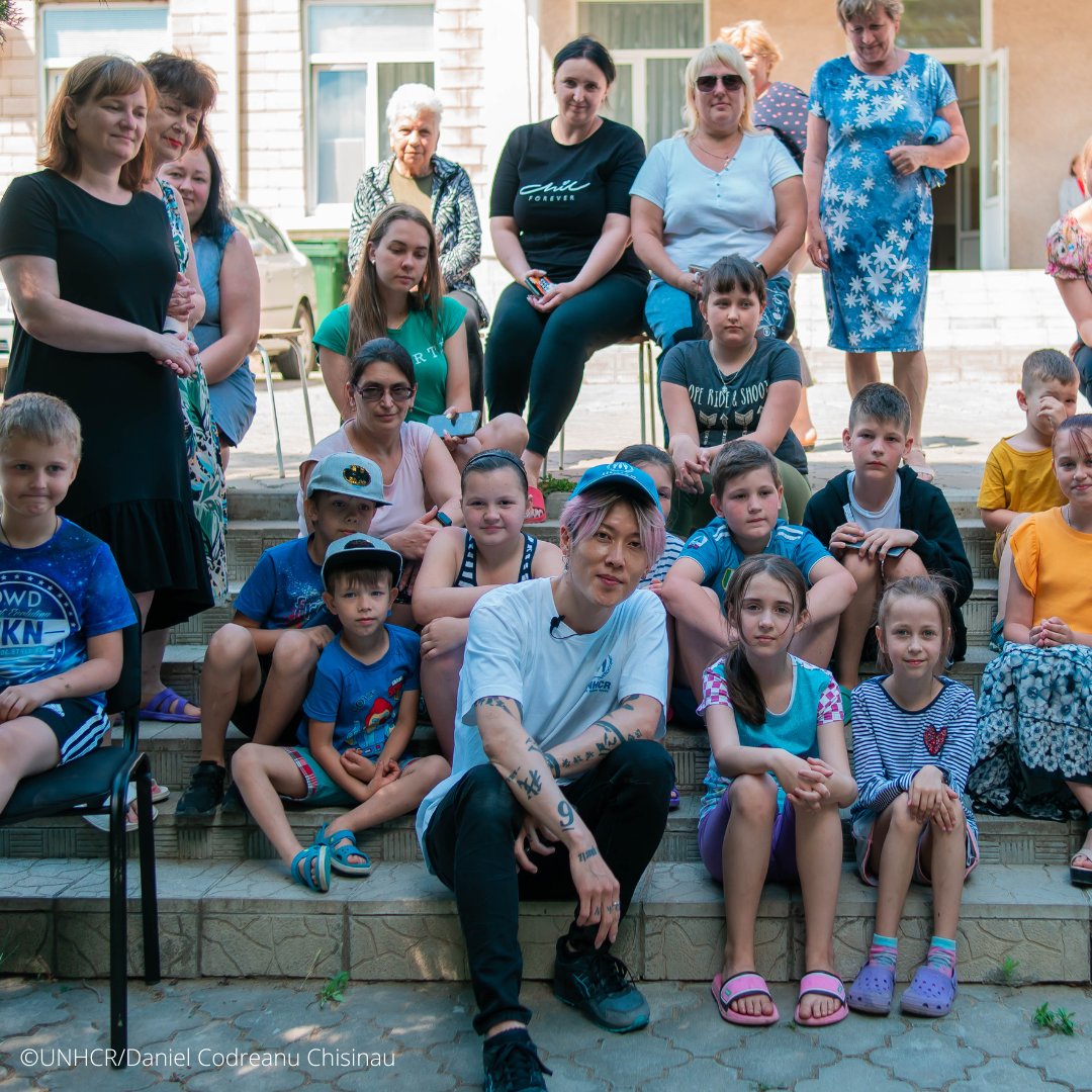 Refugees's tweet photo. We needed this today!
 
UNHCR Goodwill Ambassador @MIYAVI_OFFICIAL making some music with refugee children in Moldova on a trip to advocate for families forced to flee from Ukraine. https://t.co/5WggF5hWEM