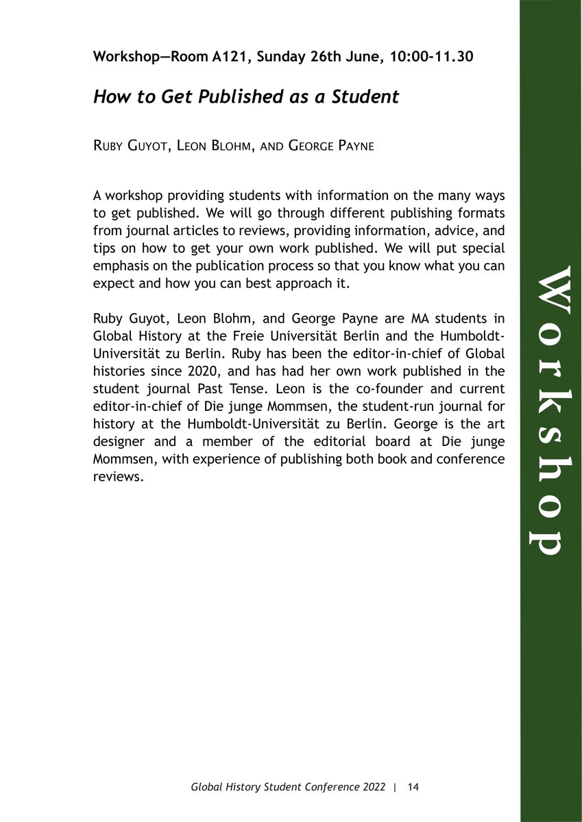 globalhistories's tweet photo. Kicking off the final day of the conference, Sunday, 26 June, is the collab of the century: @globalhistories + @jungemommsen! Our own @ka1serin will speak with @PrinzGeorgP and @leonblohm on publishing as a student in our publishing workshop at 10 am. https://t.co/RneTQMWATb