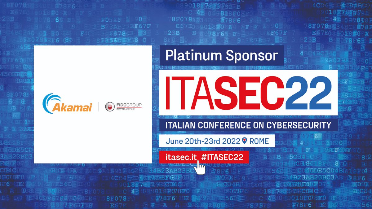 fidogroup's tweet photo. 📅 Dal 21 al 23 giugno, insieme ad @AkamaiItalia, saremo a @ITASEC_Conf !

Parleremo di #ZeroTrust, visibilità e #microsegmentazione per proteggersi dai rischi attuali.

Non mancare: https://t.co/9Wh40ORUaJ

#ITASEC22
#ITASEC
#cybersecurity https://t.co/VLfjSKMkoA