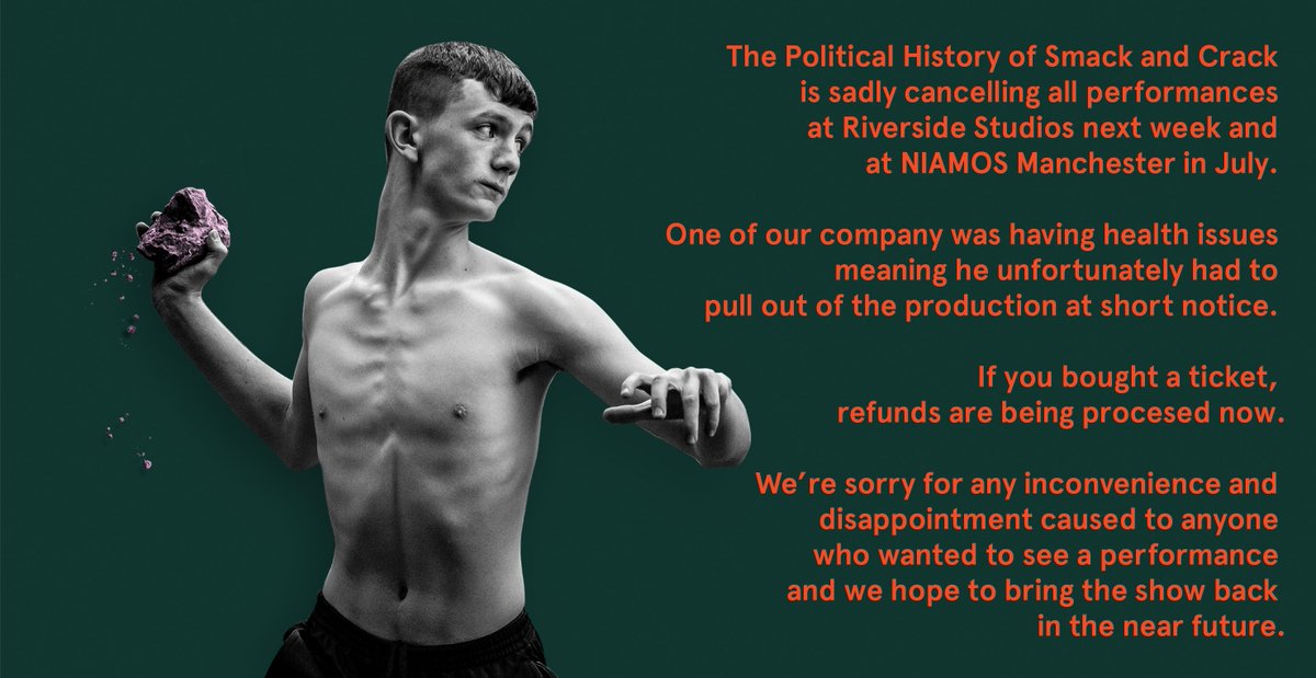 Sad to say that all performances of The Political History of Smack and Crack are being cancelled this summer!

Apologies for any inconvenience or disappointment caused to people who wanted to see the show.

We plan to return.