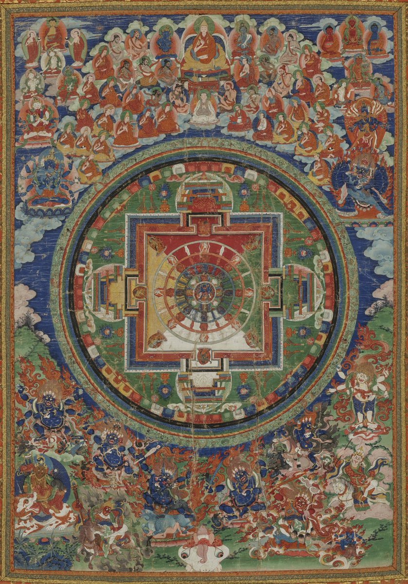 middleway's tweet photo. The sixth Panchen Lama of Tibet presented this mandala as a gift to his student Qianlong Emperor (r. 1736–1795) at Jehol (present-day Chengde in 1780. #Chakrasamvara. https://t.co/NSu7HLr3FS