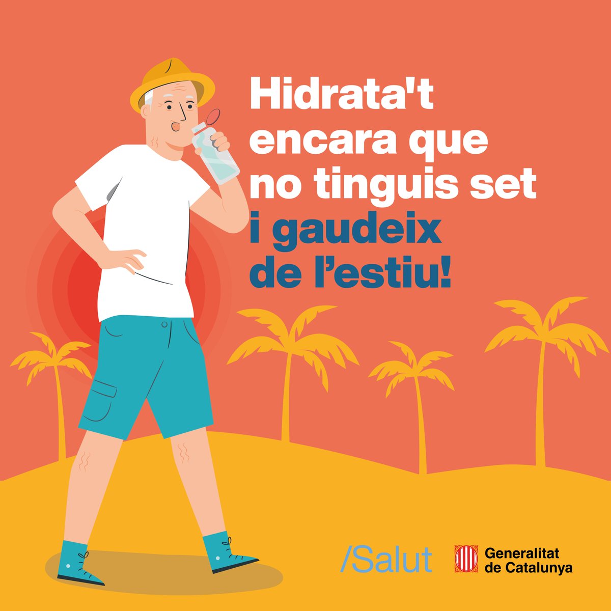 ❗️ Quan fa calor, el cos perd líquid en forma de suor; per això és important beure molta aigua, sobretot els infants i les persones grans. 

🥤 Beveu aigua, fins i tot encara que no tingueu set.

☀️ Salut i gaudeix de l'estiu!

➕ info a ow.ly/cveO50JyUm1