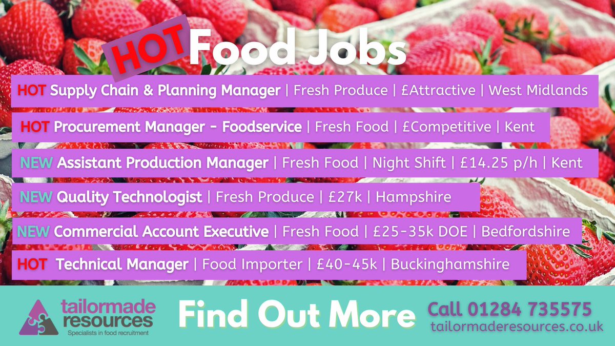 tmresltd's tweet photo. 👋Happy Friday!
Before you head off for a HOT weekend🔥🥵don’t miss our latest,🌶hottest #foodindustry roles...

FIND OUT MORE and apply online today!⬇️

🔎https://t.co/tfFbh1O45T

🛒🍇🍏🍅🍓🍒🫐🍋🫑🥒🌽🥦🥬🥕🧅🌶
#foodjobs #freshproduce #foodmanufacturing #foodie #Job #jobsearch https://t.co/kd6qHUuicD