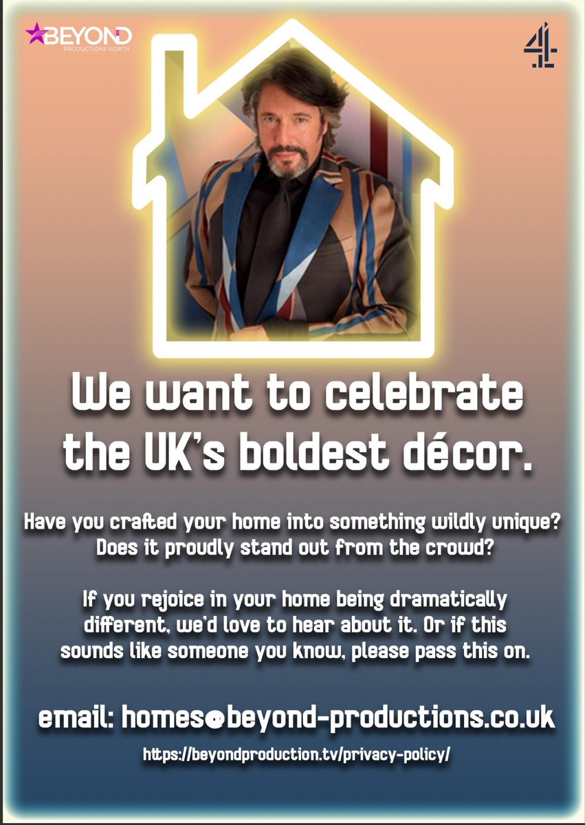 RT <a href="/Wanttobeontv/">Want to be on TV?</a> 
Does your home dare to be different? Is it unique? If you rejoice in your home being dramatically different, we’d love to hear from you.  

Email: homes@beyond-productions.co.uk 
#eccentricinteriors #renegadeinteriors