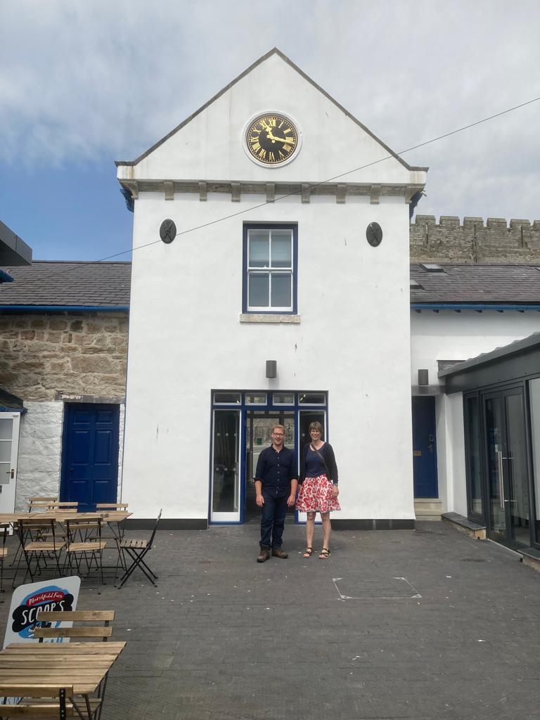HeadlandDesign's tweet photo. Ruth and Stuart enjoyed catching up with old friends today, inc. @JDaviesHeritage from @HeritageFundCYM, at the opening of @CeiLlechi. What a beautiful day for an opening! Head along to the wonderful new centre with interpretation produced by our team. @LlechiCymru https://t.co/zTxDgPFn2H