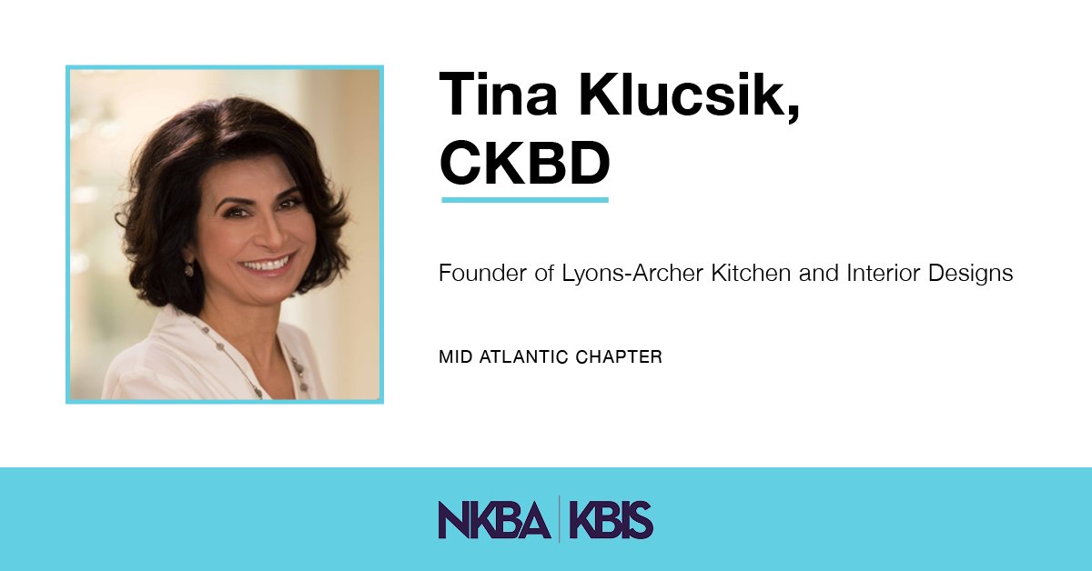 thenkba's tweet photo. Congratulations to Tina Klucsik on earning her CKBD! She's been in the industry for 20 years + founded Lyons-Archer Kitchen and Interior Designs. Find out more about certification at https://t.co/sDvRQ1dMww and learn more about Tina here: https://t.co/F0II5d6qxL #NKBACertified https://t.co/XoBT1NNras