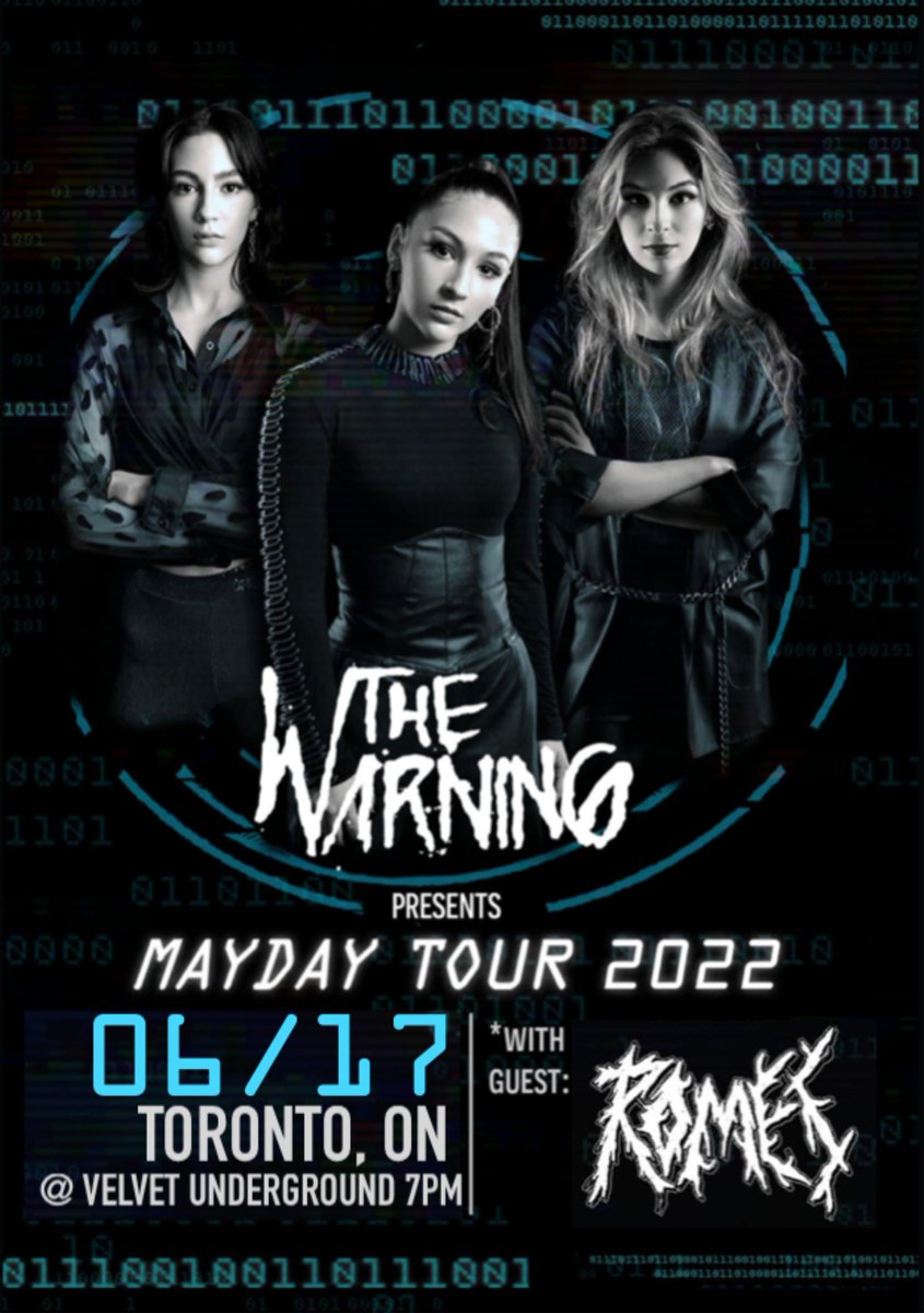 TheWarningAust's tweet photo. #Toronto!! get ready to party hard with @TheWarningBand2 tonight at the Velvet Underground

📍@thevelvetTO Toronto, ON
⏰ Fri 17th 9pm EDT🇨🇦
⏰ Sat 18th 11am AEST🇦🇺
With guest @romes @ 8pm
Door opens 7pm local
🎟️ https://t.co/pcXaStobwI

#TheWarning #TheWarningBand #Romes #Canada https://t.co/JKAqPVFIVJ