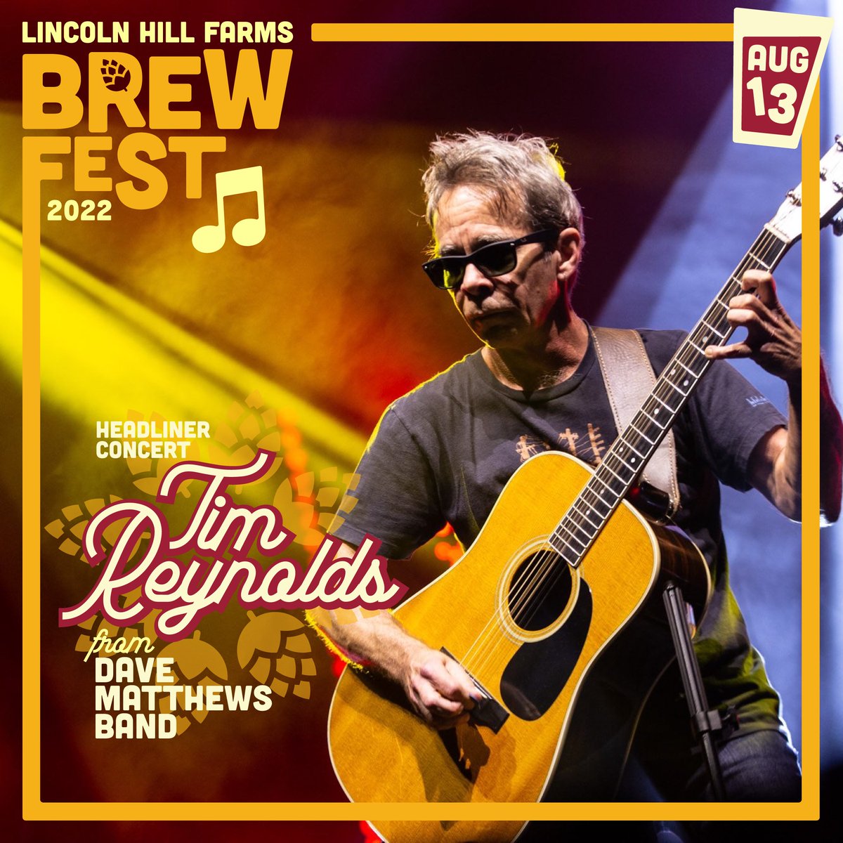 Quench your thirst for a good time at #LincolnHillFarms #BrewFest2022 I will be performing a rare SOLO ACOUSTIC set on Sat Aug 13th A one-of-a-kind entertainment experience in #CanandaiguaNY #TimReynolds #LHFbrewfest #LHFbrewfest2022 🍻😎 Tix & details at lincolnhillfarms.com/brewfest