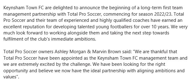 KeynshamTownFC's tweet photo. Exciting news about the future for the Ks First Team:

@swsportsnews 
@totalprosoccer 

👇👇👇👇👇👇👇👇 https://t.co/9FXXSh1esG