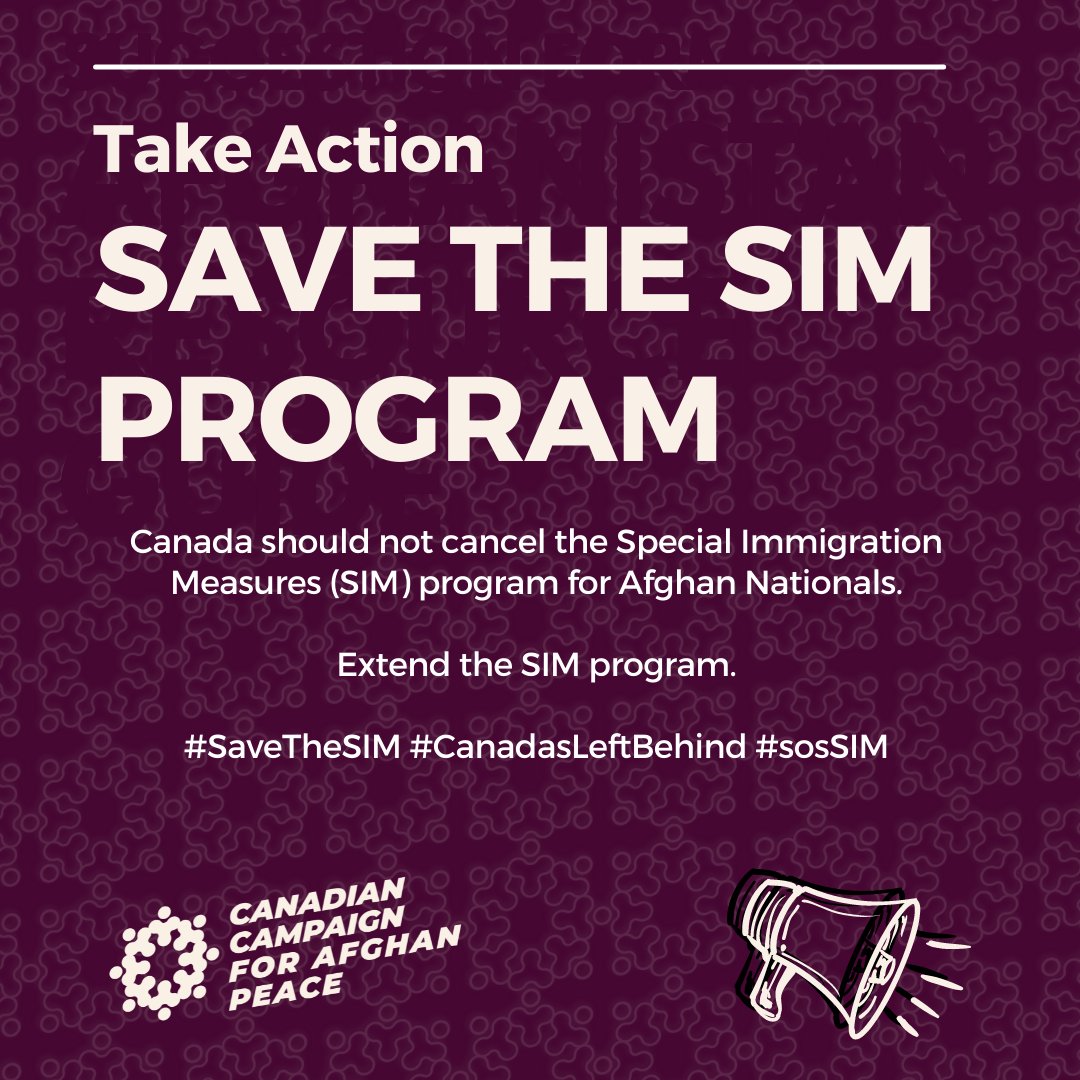 ayedicanada's tweet photo. Read our joint statement, led by @CW4WAfghan, on Canada's plan to close the SIM program imminently.

Then TAKE ACTION HERE, templates available: https://t.co/cPb2rGUVWD

cc @JustinTrudeau, @SeanFraserMP, @CitImmCanada

#sosSIM #SaveTheSIM #CanadasLeftBehind https://t.co/lRQYYdIQOd