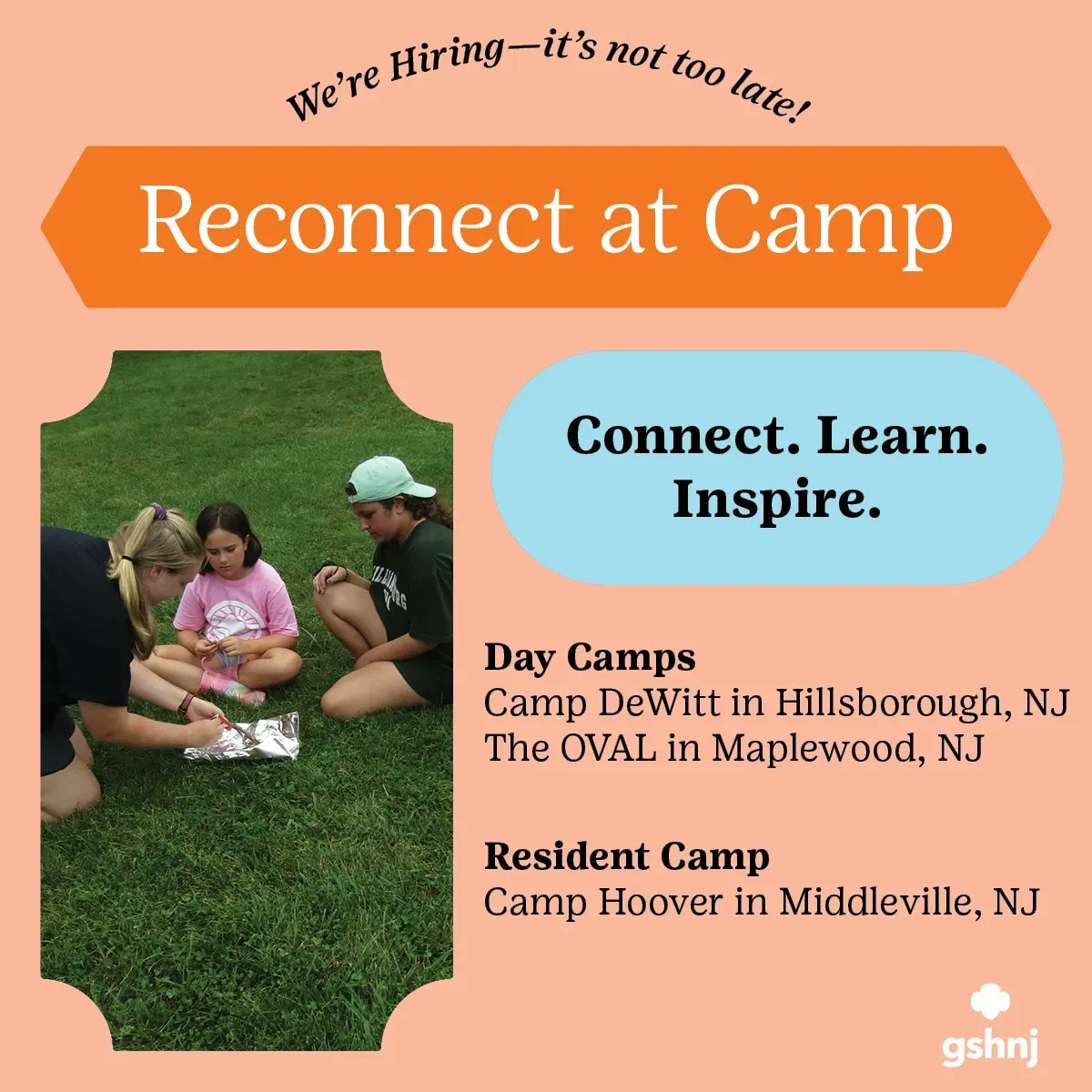It's not too late to have an awesome summer! 😎☀️ We're still hiring for summer camp positions including lifeguards, unit leaders, and more! gshnj.org/careers #hiring #summercamp #job