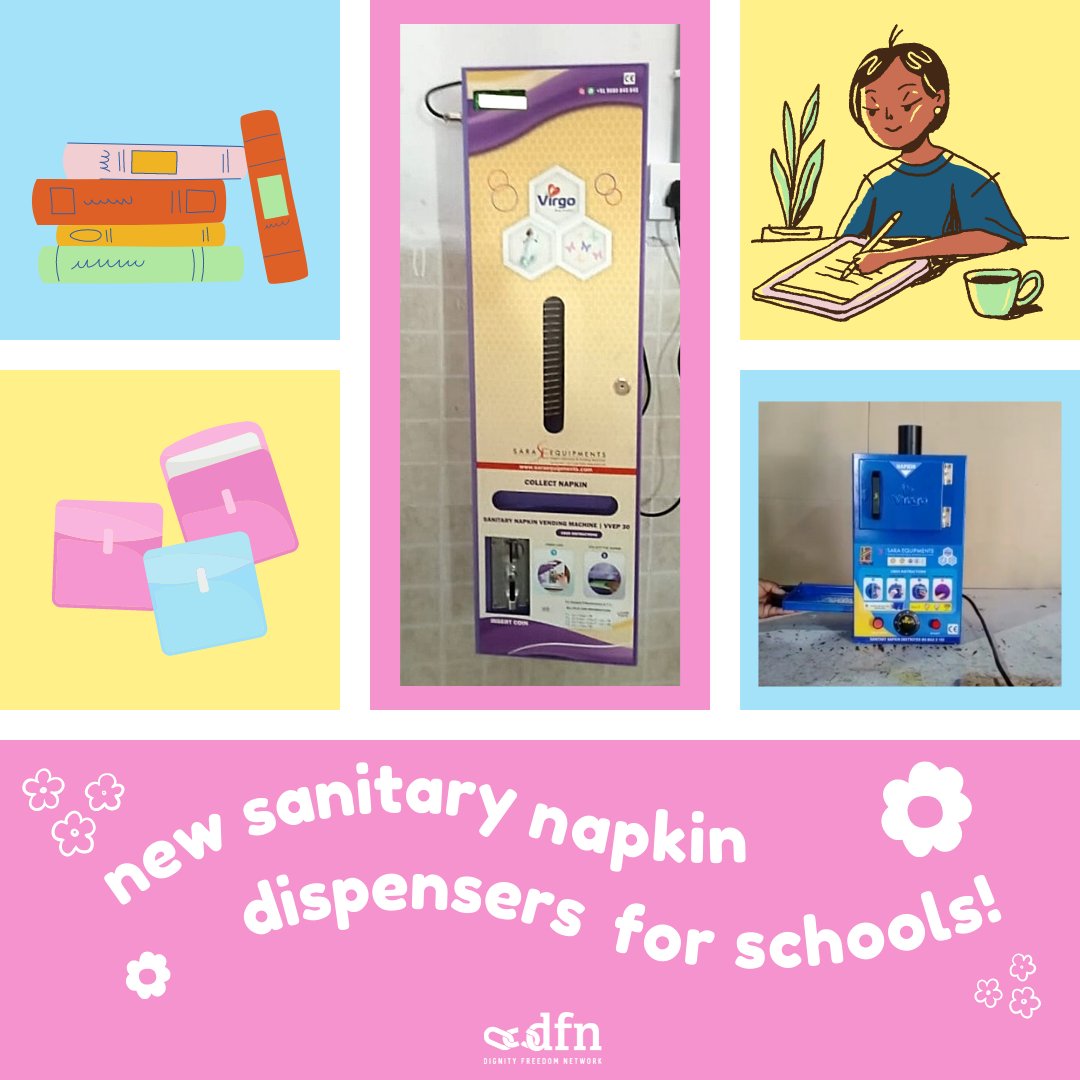 DFN_USA's tweet photo. #DidYouKnow: 1 in 10 girls below the age of 21 in India cannot afford sanitary products? This leads them to using a lot of unsanitary substitutes that can lead to health problems.
 
We are so thankful for the new Sanitary Napkin Dispensers that you provided for our schools. https://t.co/jVxdEntXCG