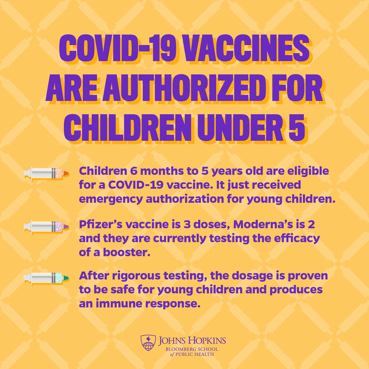 JohnsHopkinsSPH's tweet image. The @US_FDA issued Emergency Use Authorization for #COVID19 vaccines for children ages 6 months to 5 years, and @CDCgov's recommendations are expected soon.

Ahead of this news, @GGronvall explains why it’s important for young kids to be vaccinated.

🔗 publichealth.jhu.edu/2022/10-reason…