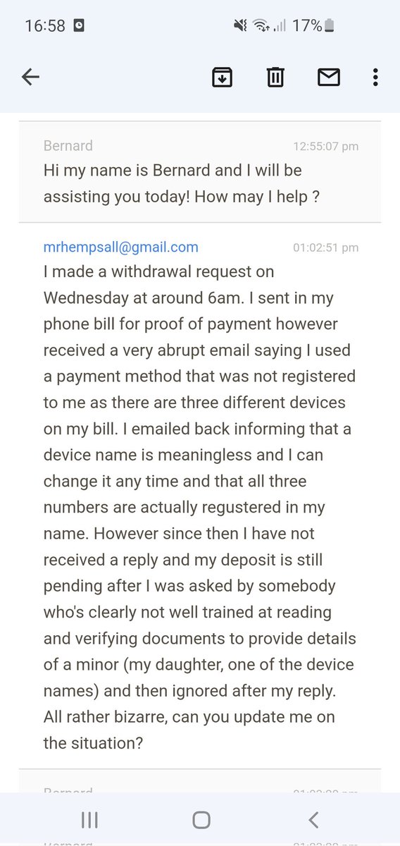 hemp_crypto's tweet photo. @BokuPayByMobile Is this exchange with @casino_gods real?

Not one person in the place can read and understand a bill and what an account is/how one works. Not one!

Watch out folks. If they're this desperate over £450 then any large deposits are certainly at risk! Acting broke. https://t.co/Ao0EO8ALKy
