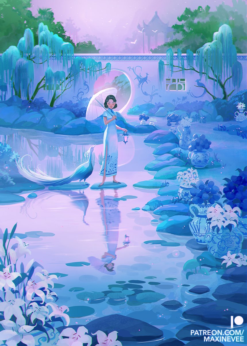 「Porcelain Garden 🦚💙✨ 」|Maxine Vee ☁️のイラスト