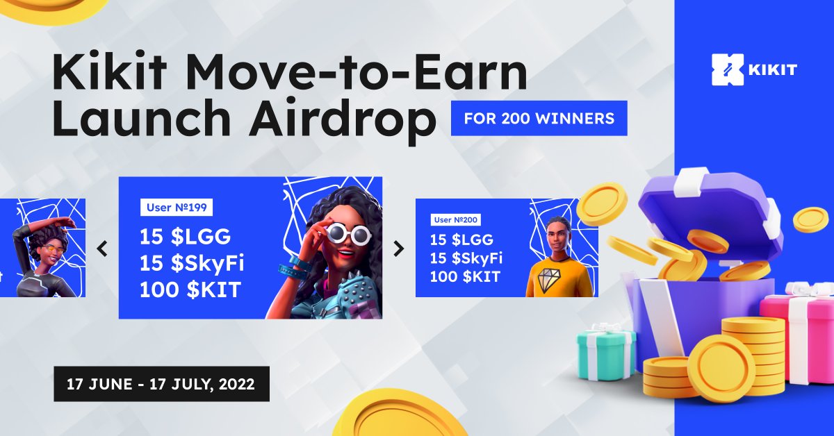 To celebrate our launch we announce #AIRDROP 💰

3,000 <a href="/LibertyGaming/">Liberty Gaming</a> tokens ($LGG), 3,000 <a href="/SkyLaunchDeFi/">SkyLaunch</a> tokens ($SKYFI), and 20,000 of our own KIKIT ($KIT) tokens up for grabs for 200 lucky winners!

Rules on our Medium: bit.ly/KITairdrop

#metaverse #web3 #giveaway #M2E