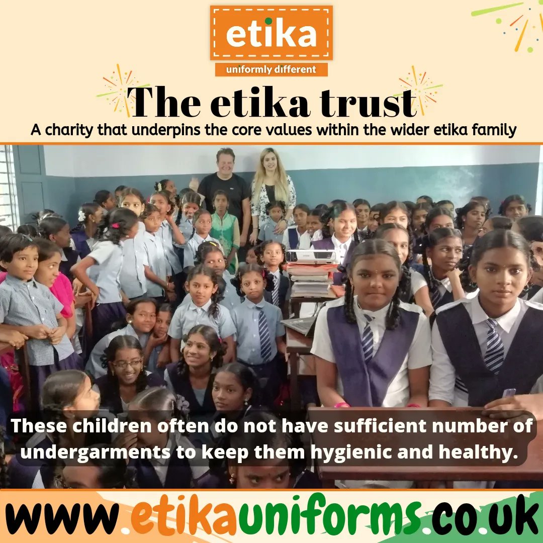 etikaUniforms's tweet photo. The etika trust; is the charity that underpins the core values within the wider etika family

The trust offers bespoke solutions to complex issues in the UK and India

This project provided 17,000 pcs of underwear to 3,400 schoolgirls in Hyderabad https://t.co/8O57YZNYIS