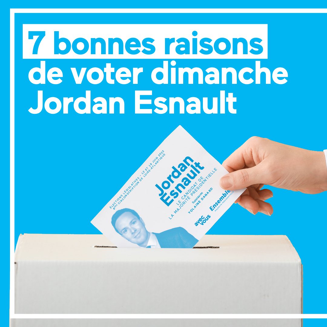 JordanEsnault_'s tweet photo. 7️⃣ bonnes raisons de voter pour moi dimanche 💪🏻🇫🇷

Tous ensemble, pour donner une majorité à @EmmanuelMacron ! https://t.co/nYCXNBk6o5