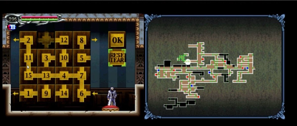 Insontis1's tweet photo. @valalal00 @MagicMrMaestro @anti_putin_bot @_Bedimus_ @Zip__ppp @vorchitect1 Minor sliding block puzzle in Dawn of Sorrow in order to get (optional) items as well as open extra routes to previous parts of the castle. By default I believe it allows access to the next mandatory area so the puzzle can be skipped. https://t.co/b3SNoiBMhE